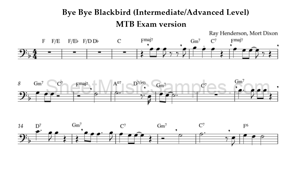 Bye Bye Blackbird (Intermediate/Advanced Level) - MTB Exam version