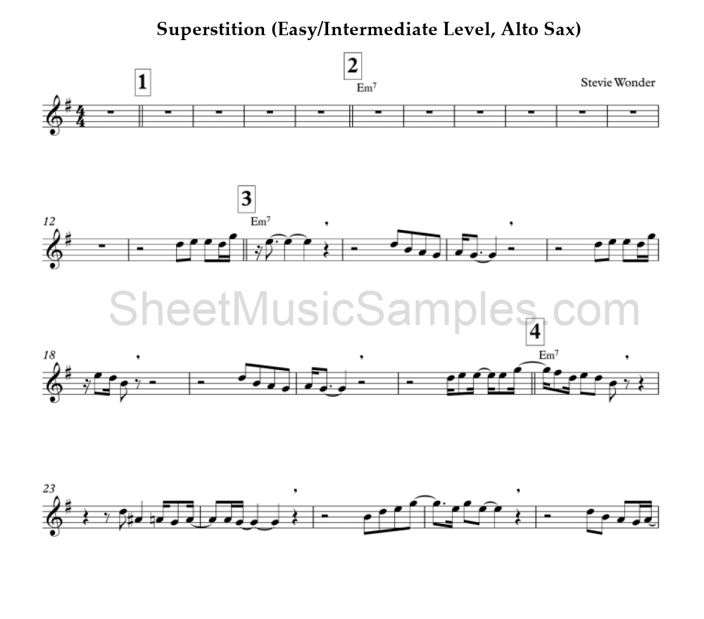 Superstition (Easy/Intermediate Level, Alto Sax)