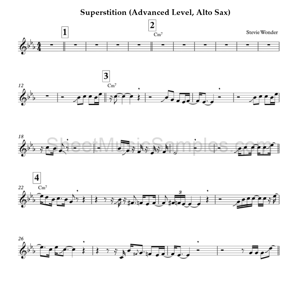 Superstition (Advanced Level, Alto Sax)