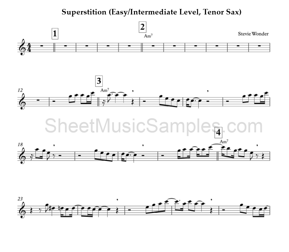 Superstition (Easy/Intermediate Level, Tenor Sax)