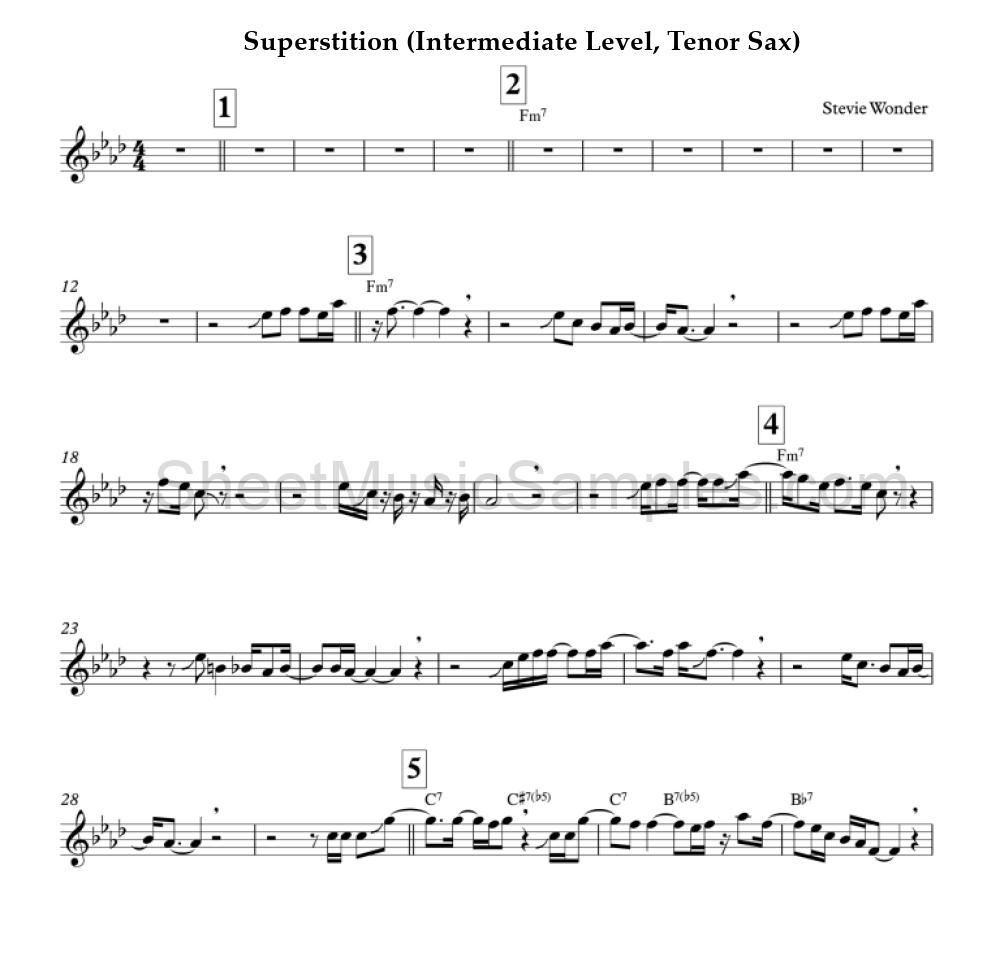 Superstition (Intermediate Level, Tenor Sax)