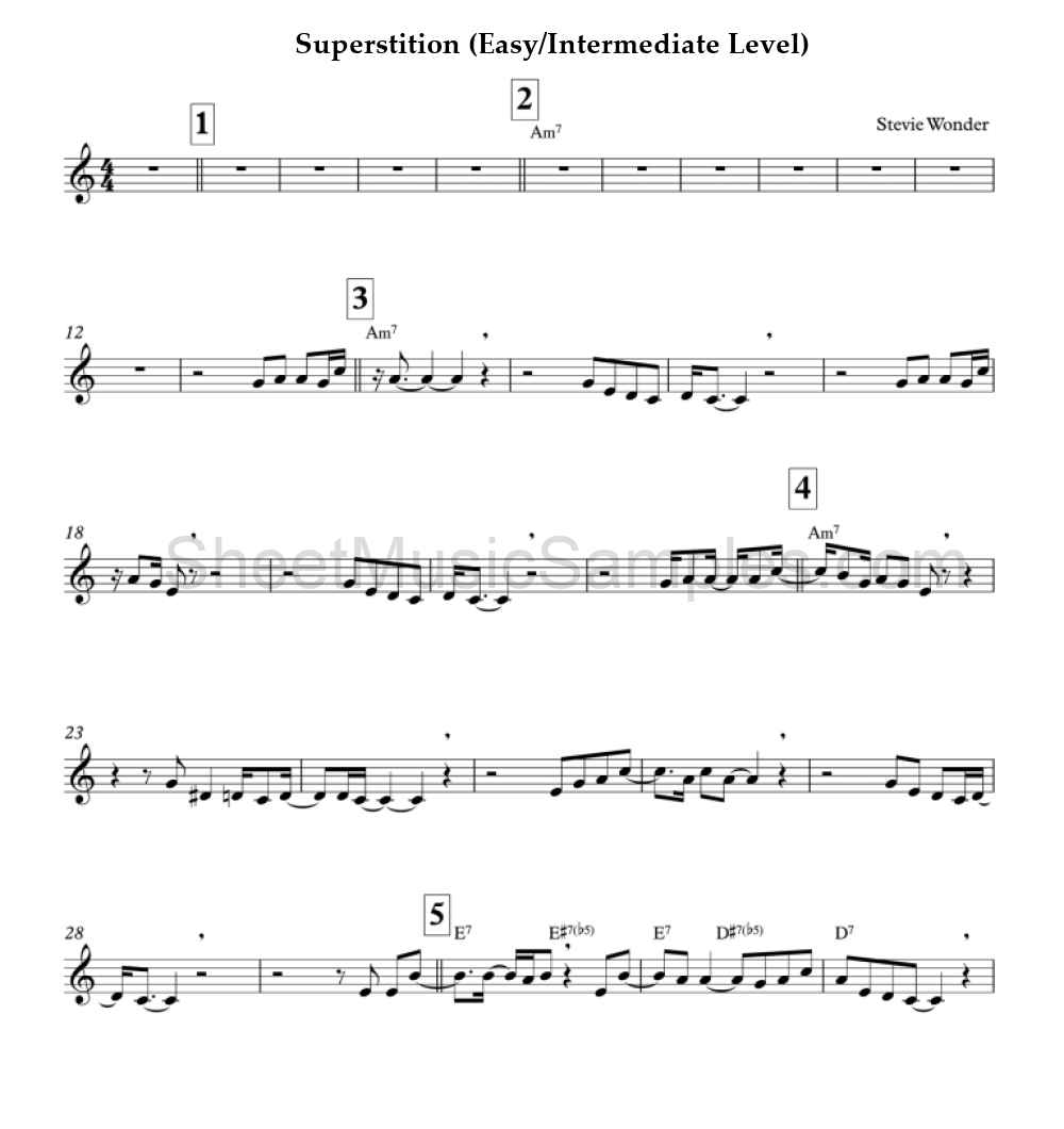 Superstition (Easy/Intermediate Level)