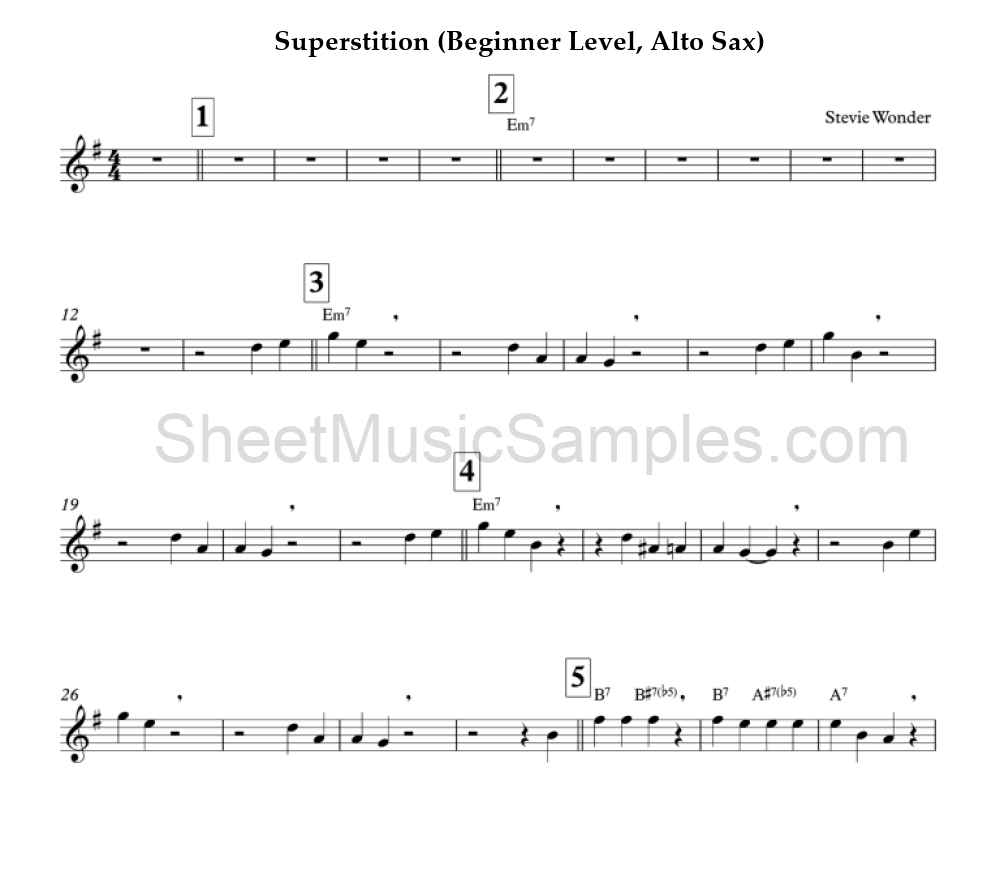 Superstition (Beginner Level, Alto Sax)