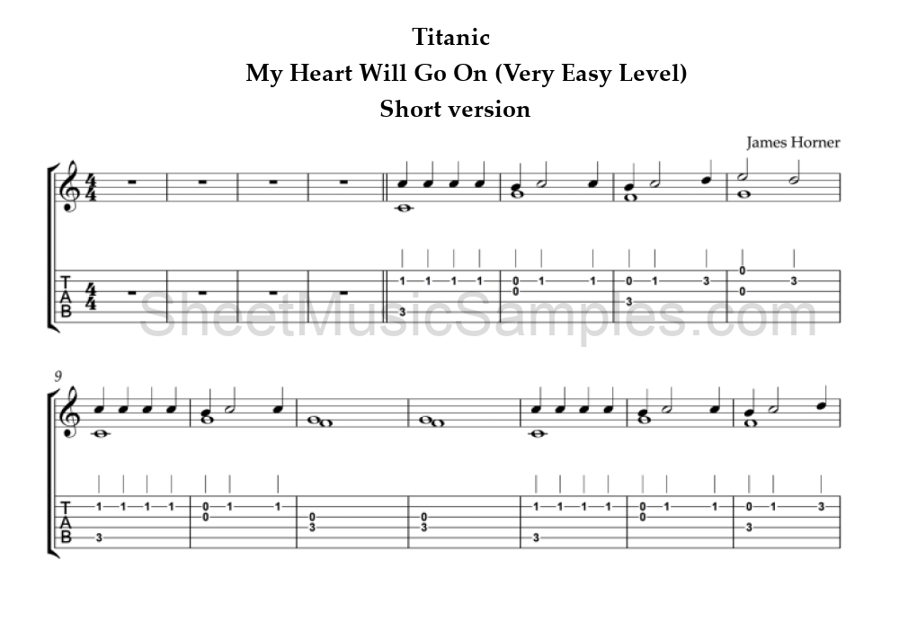 Titanic - My Heart Will Go On (Very Easy Level) - Short version