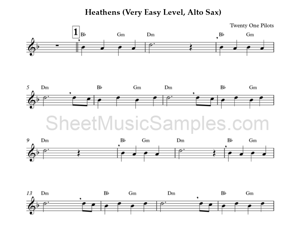 Heathens (Very Easy Level, Alto Sax)