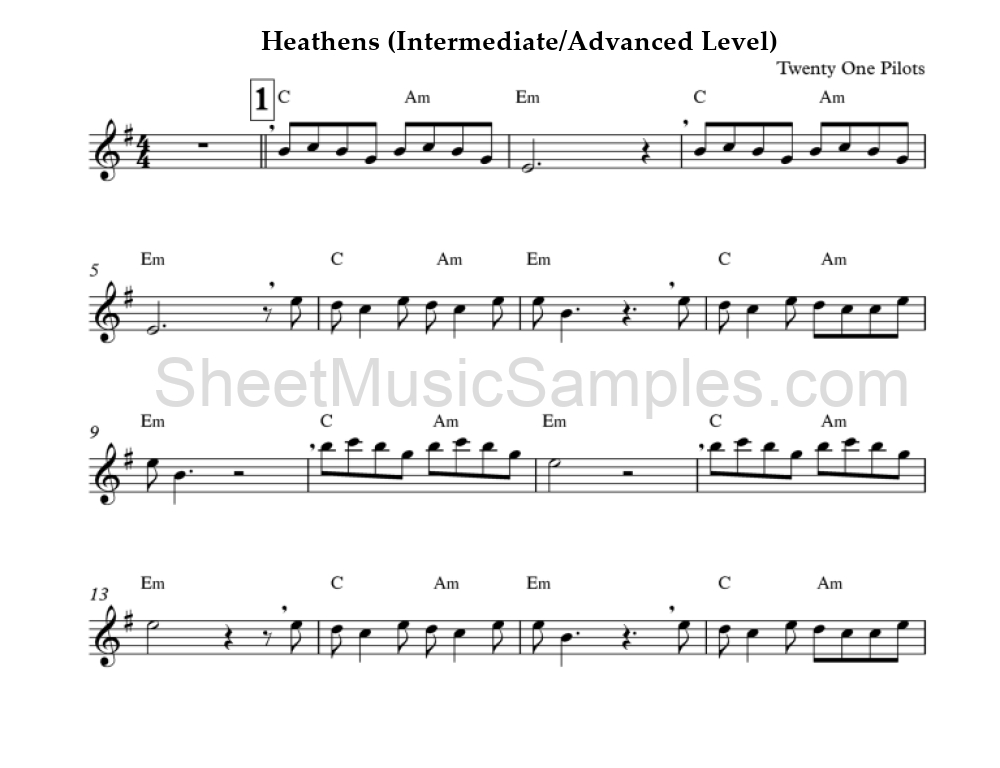 Heathens (Intermediate/Advanced Level)