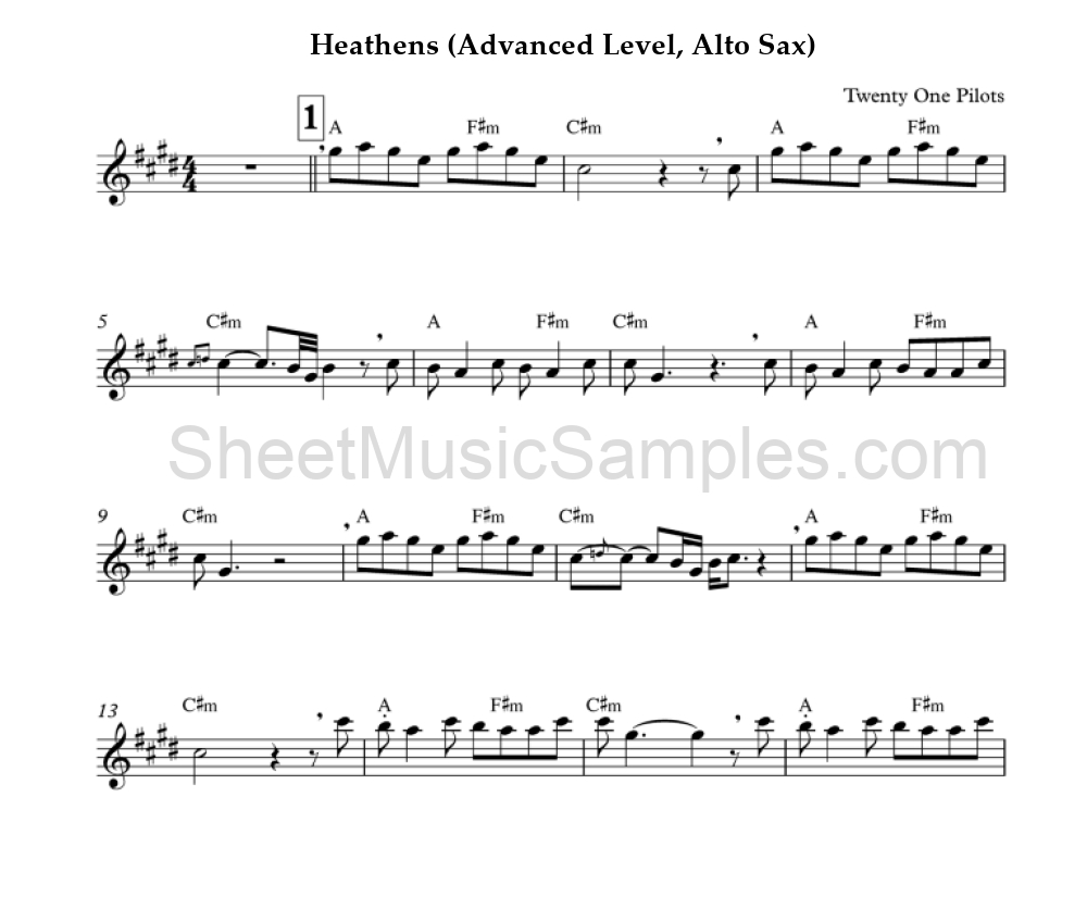 Heathens (Advanced Level, Alto Sax)