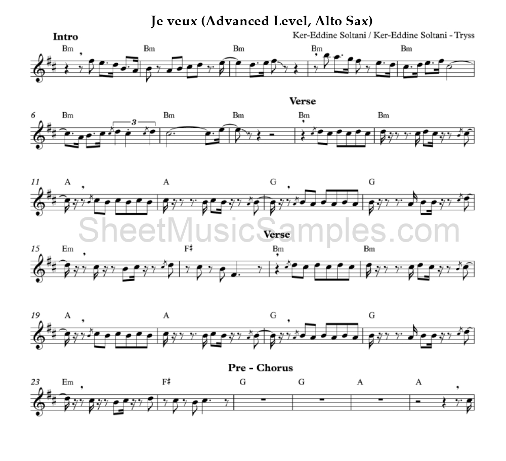 Je veux (Advanced Level, Alto Sax)