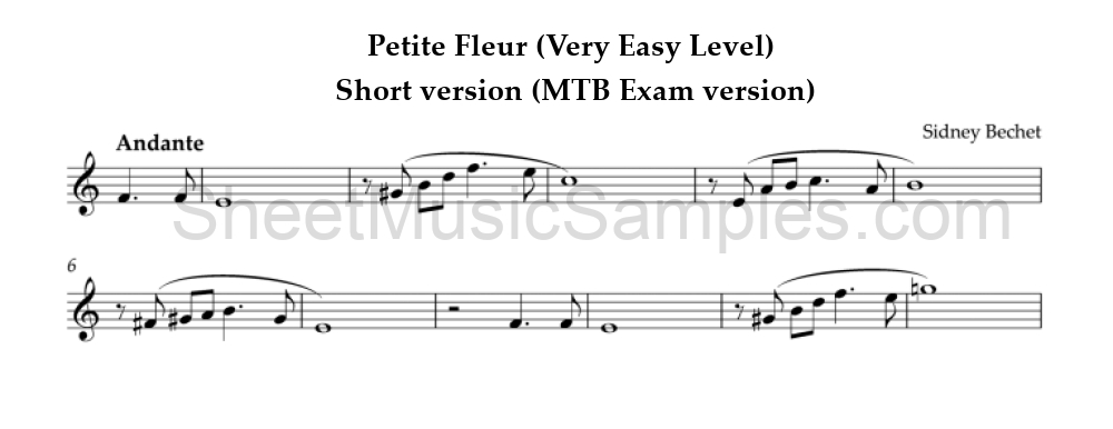 Petite Fleur (Very Easy Level) - Short version (MTB Exam version)