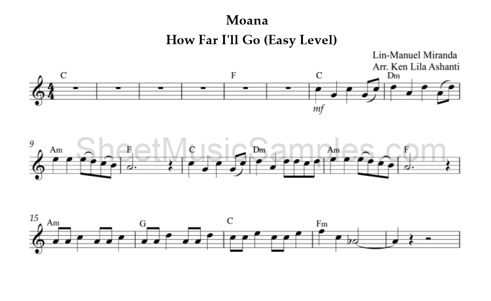 Moana - How Far I'll Go (Easy Level)