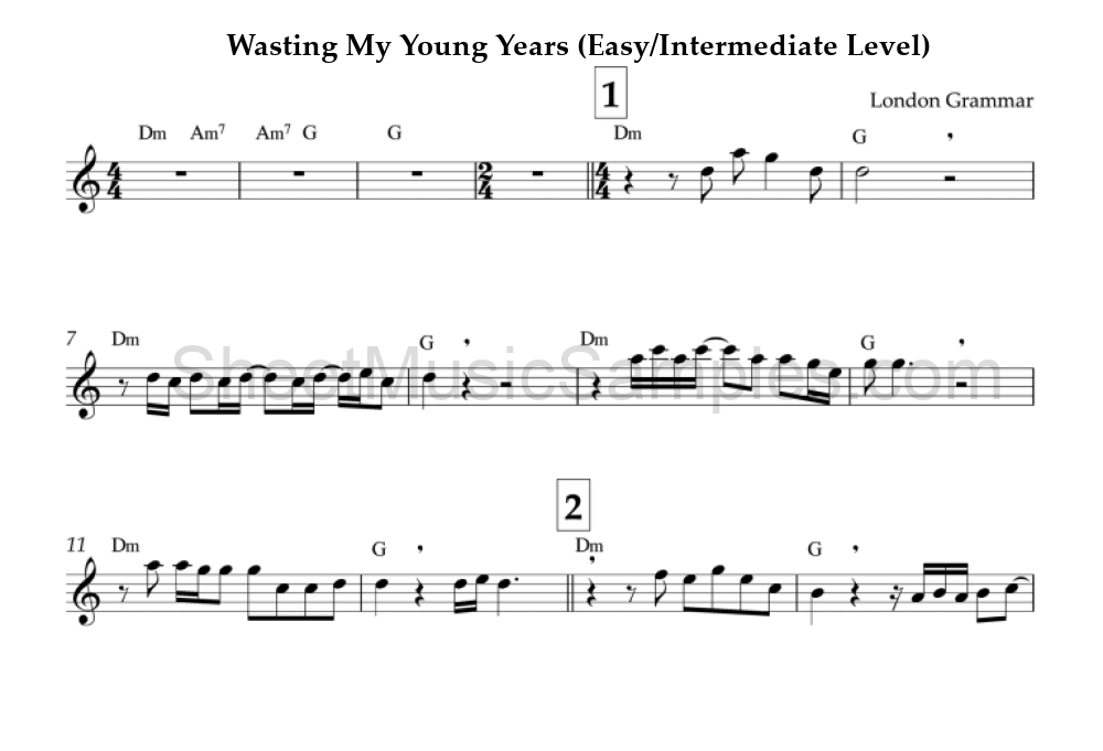 Wasting My Young Years (Easy/Intermediate Level)