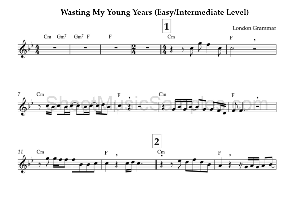 Wasting My Young Years (Easy/Intermediate Level)