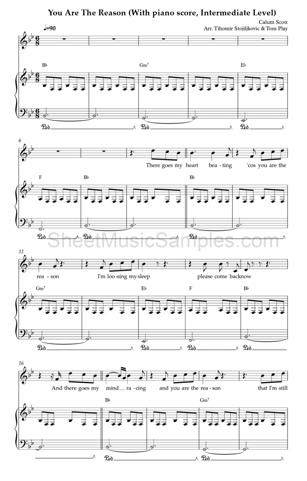 You Are The Reason (With piano score, Intermediate Level)