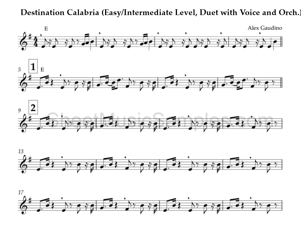 Destination Calabria (Easy/Intermediate Level, Duet with Voice and Orch.)