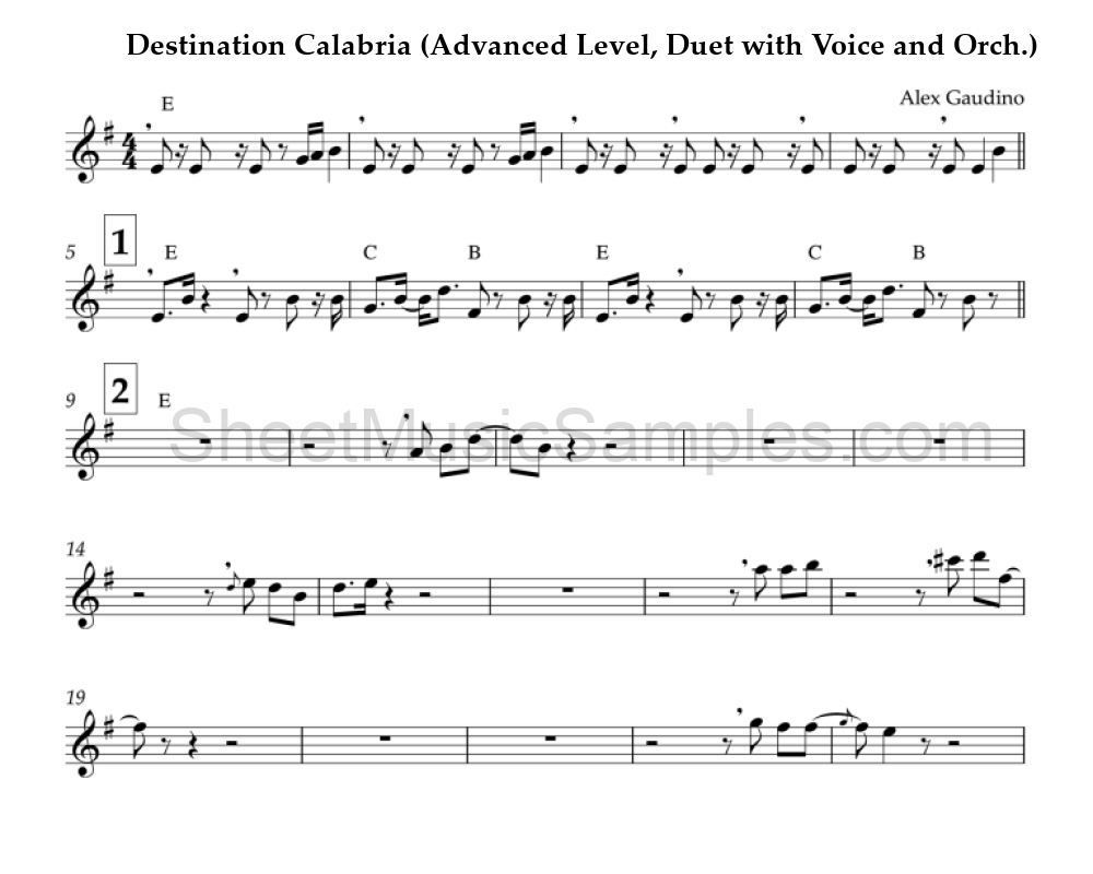 Destination Calabria (Advanced Level, Duet with Voice and Orch.)