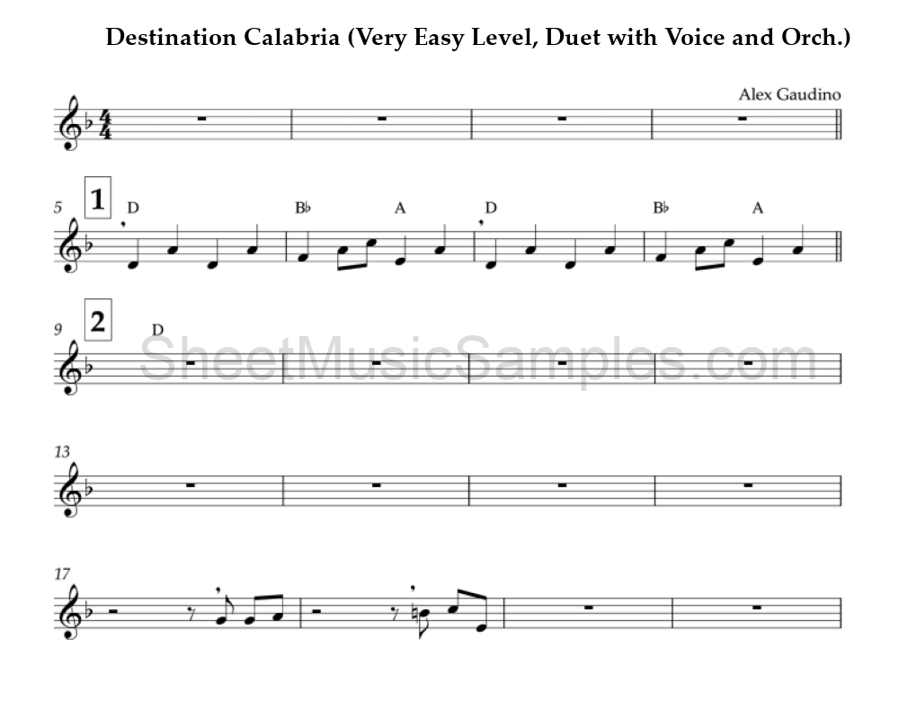 Destination Calabria (Very Easy Level, Duet with Voice and Orch.)