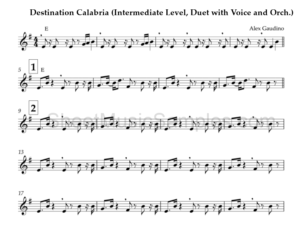 Destination Calabria (Intermediate Level, Duet with Voice and Orch.)