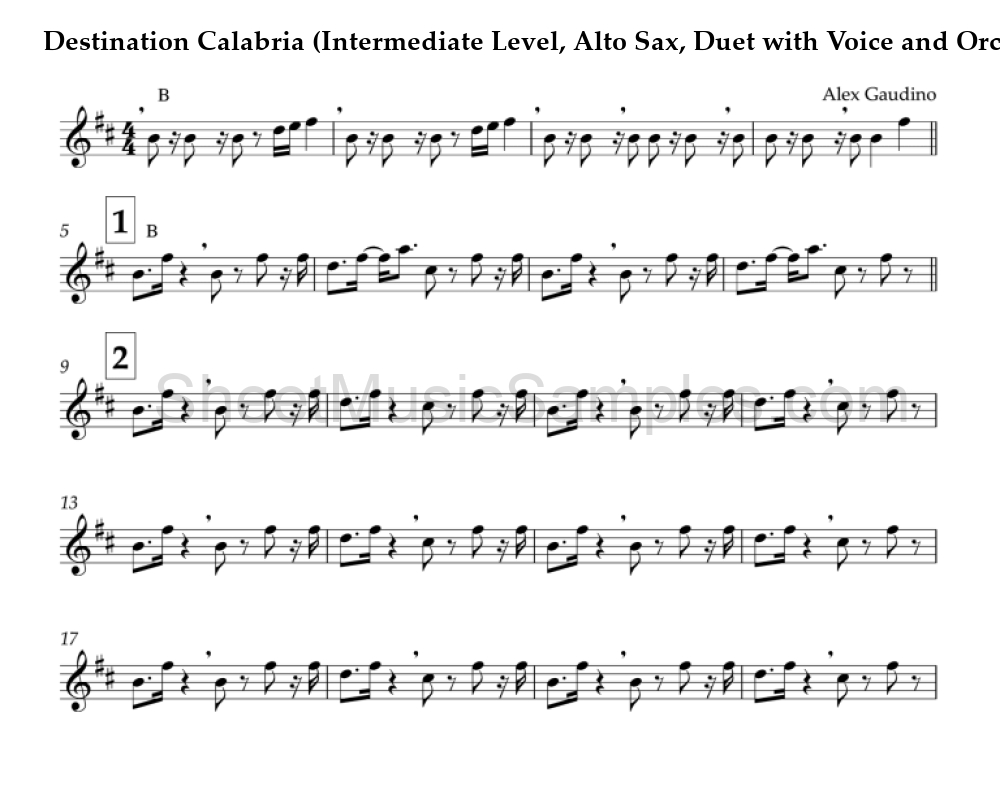 Destination Calabria (Intermediate Level, Alto Sax, Duet with Voice and Orch.)