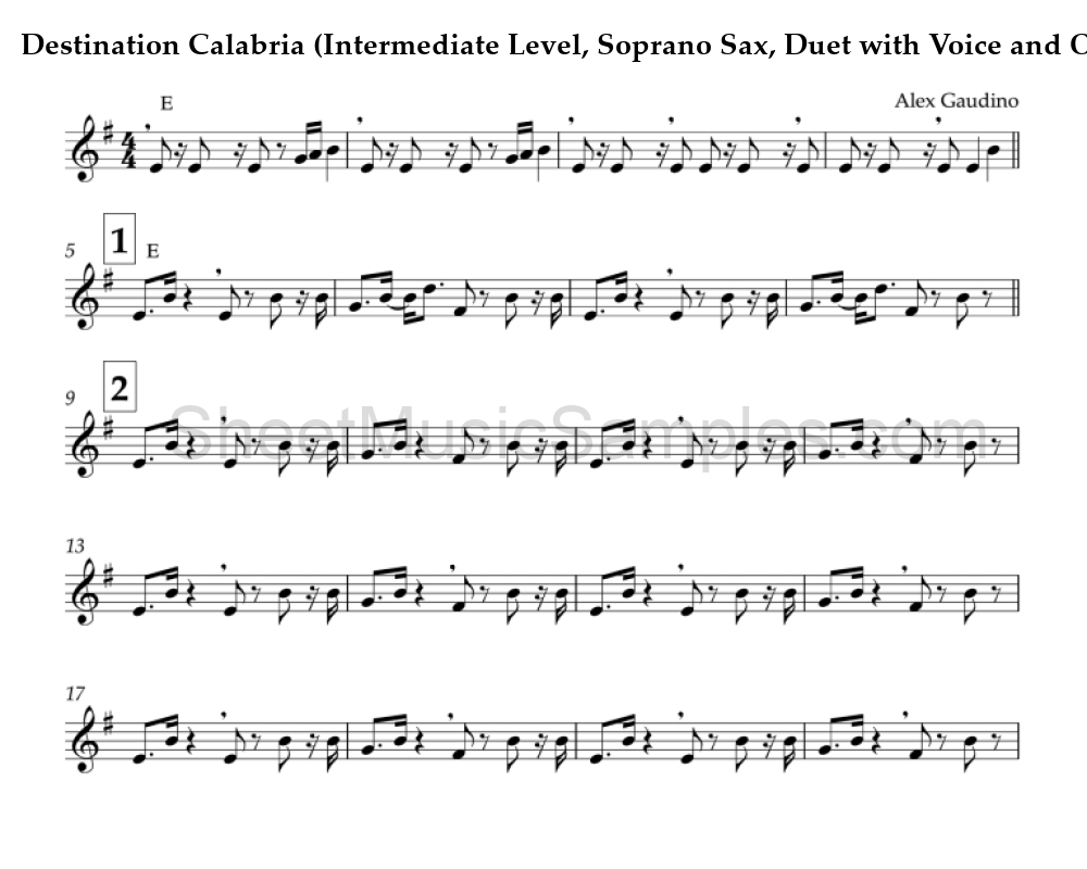 Destination Calabria (Intermediate Level, Soprano Sax, Duet with Voice and Orch.)