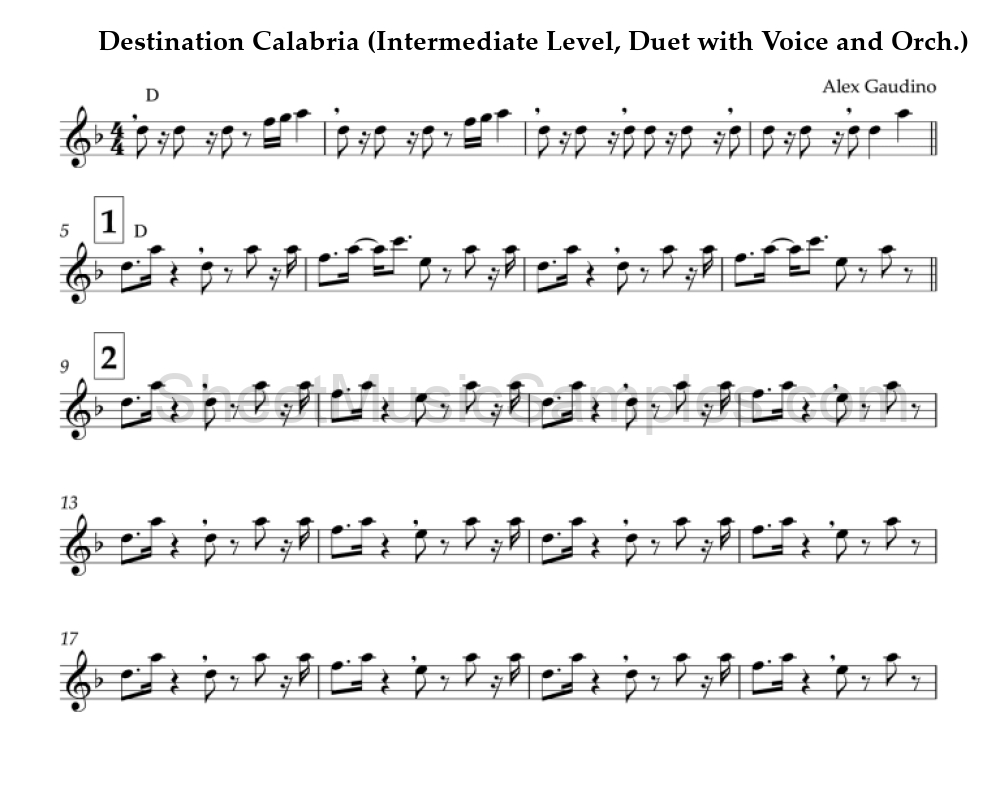 Destination Calabria (Intermediate Level, Duet with Voice and Orch.)