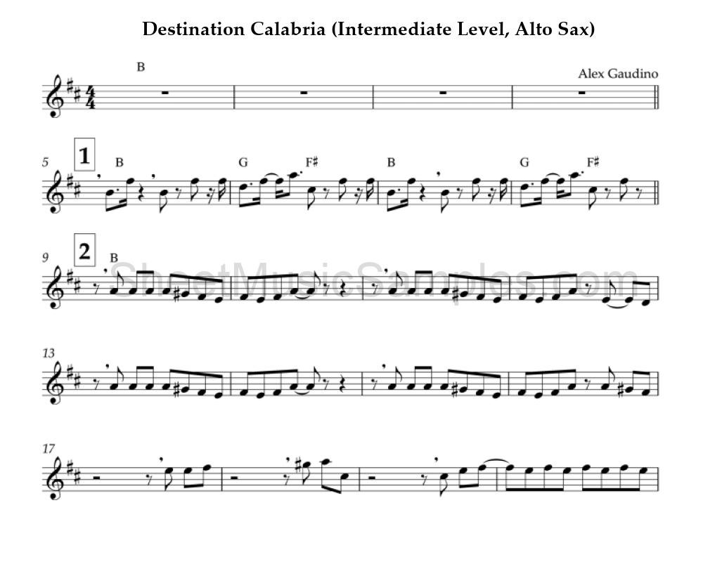 Destination Calabria (Intermediate Level, Alto Sax)