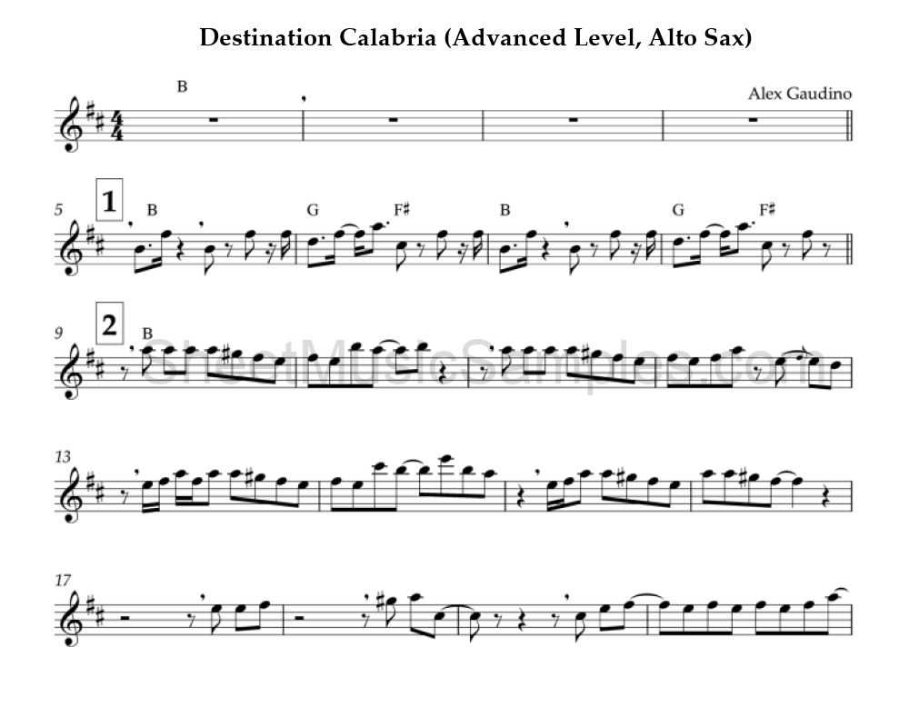 Destination Calabria (Advanced Level, Alto Sax)