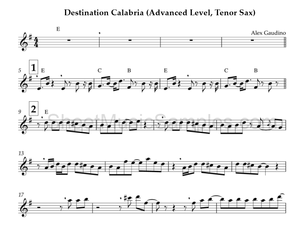 Destination Calabria (Advanced Level, Tenor Sax)