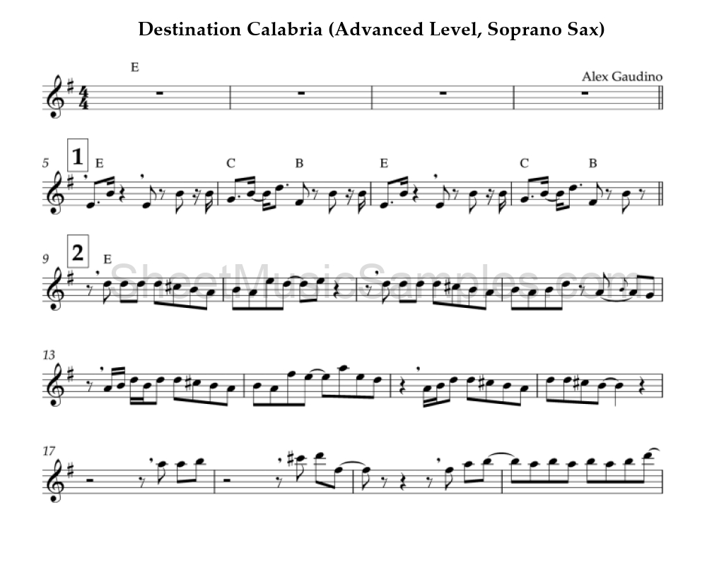 Destination Calabria (Advanced Level, Soprano Sax)