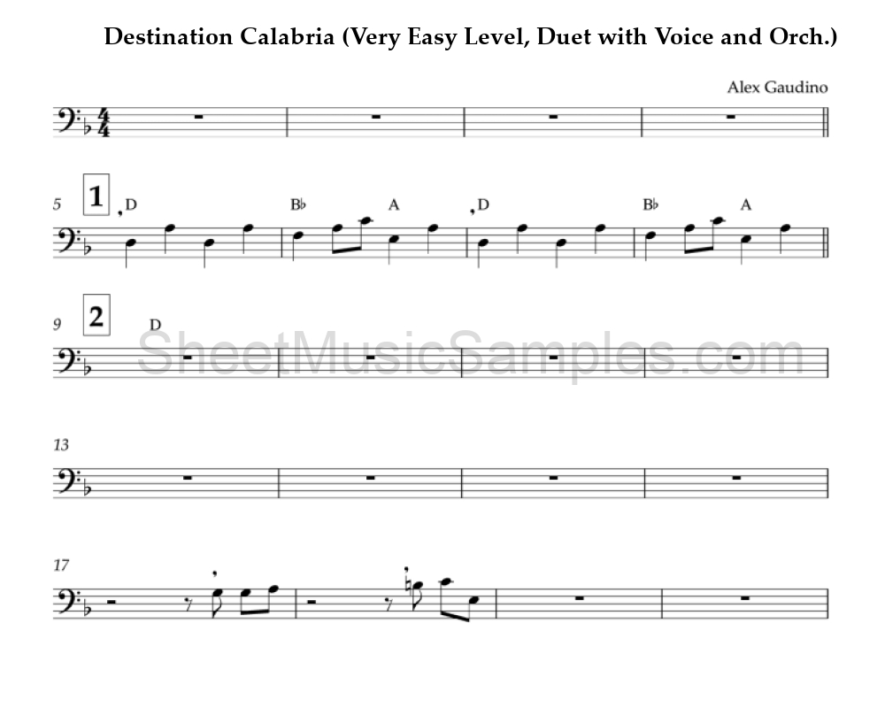 Destination Calabria (Very Easy Level, Duet with Voice and Orch.)