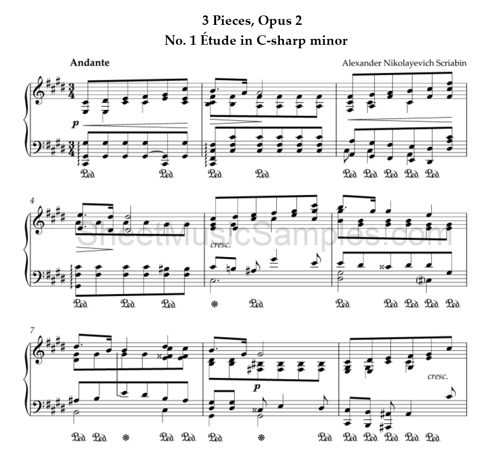 3 Pieces, Opus 2 - No. 1 Étude in C-sharp minor