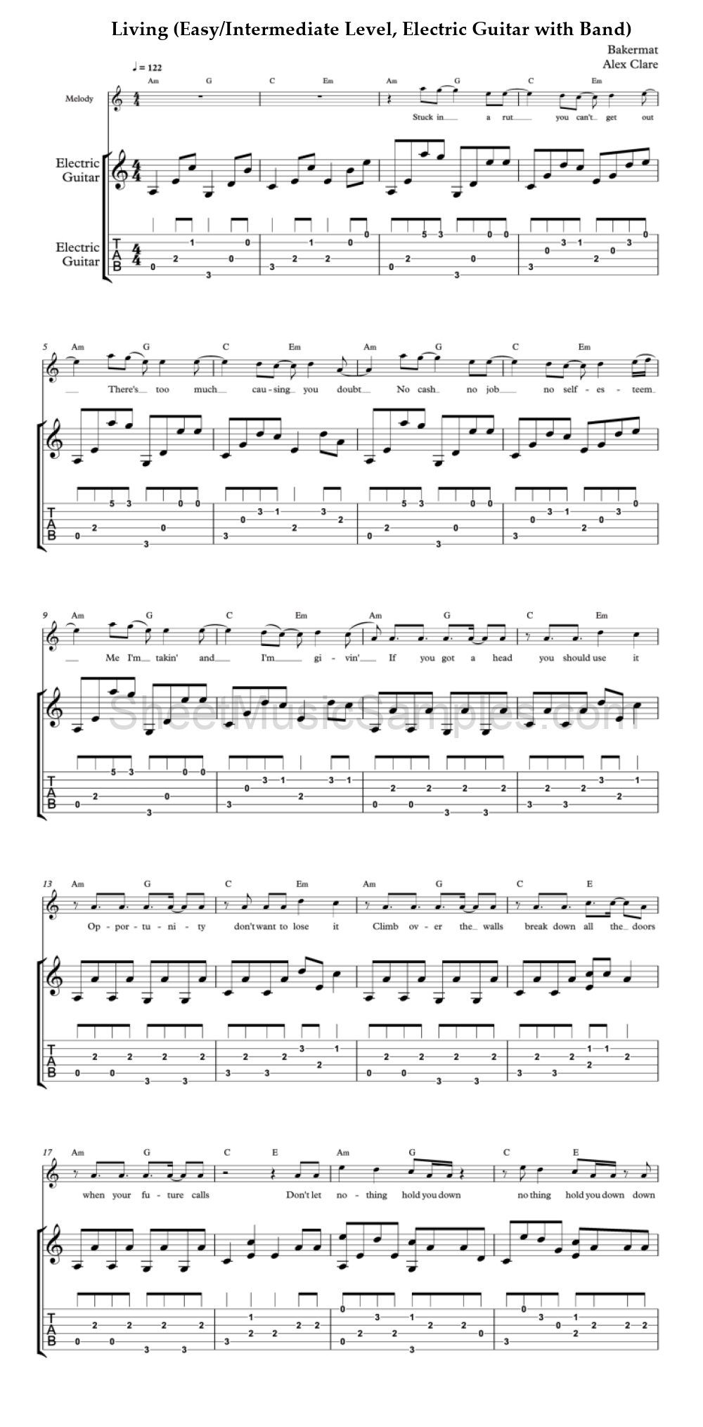 Living (Easy/Intermediate Level, Electric Guitar with Band)