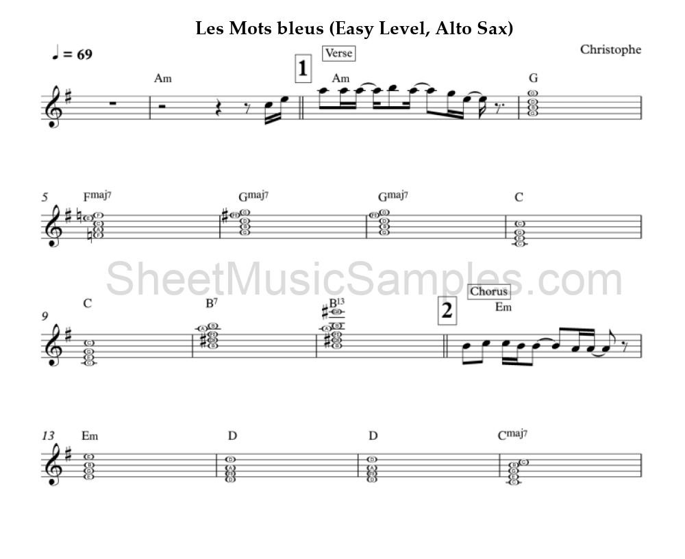 Les Mots bleus (Easy Level, Alto Sax)