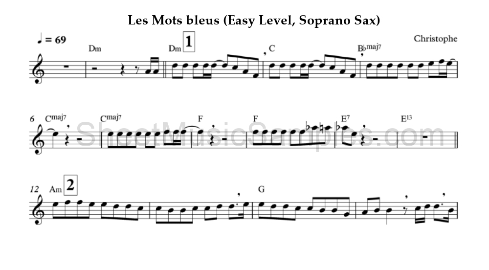 Les Mots bleus (Easy Level, Soprano Sax)