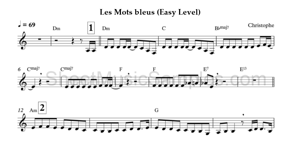 Les Mots bleus (Easy Level)