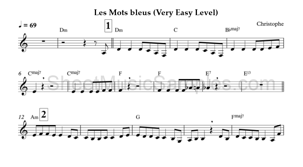 Les Mots bleus (Very Easy Level)