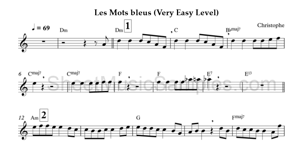 Les Mots bleus (Very Easy Level)