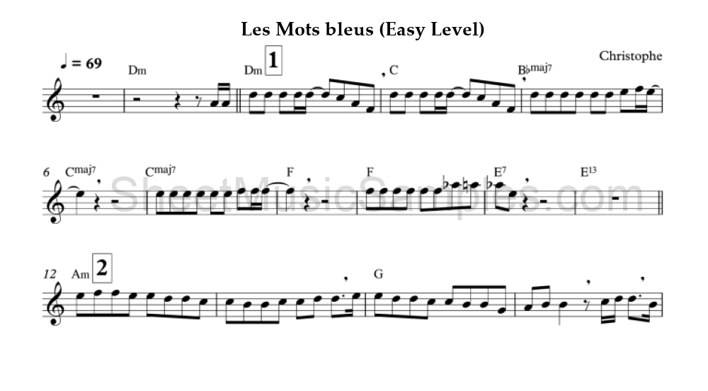 Les Mots bleus (Easy Level)