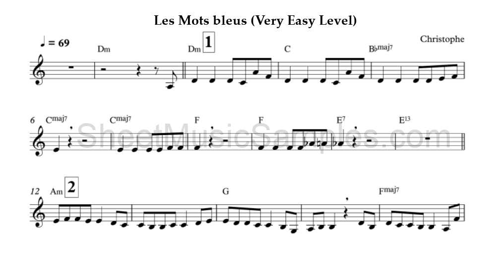 Les Mots bleus (Very Easy Level)