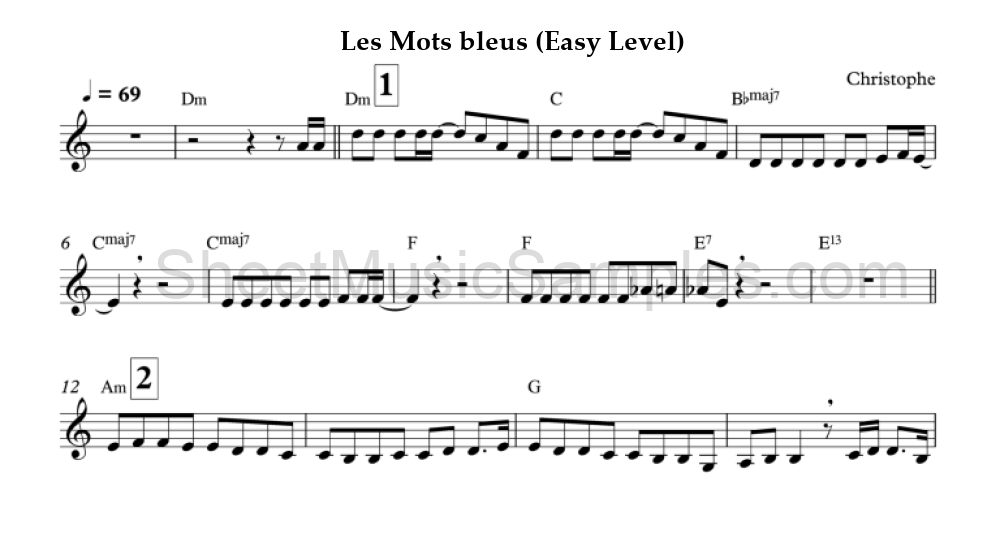 Les Mots bleus (Easy Level)