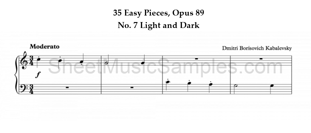 35 Easy Pieces, Opus 89 - No. 7 Light and Dark