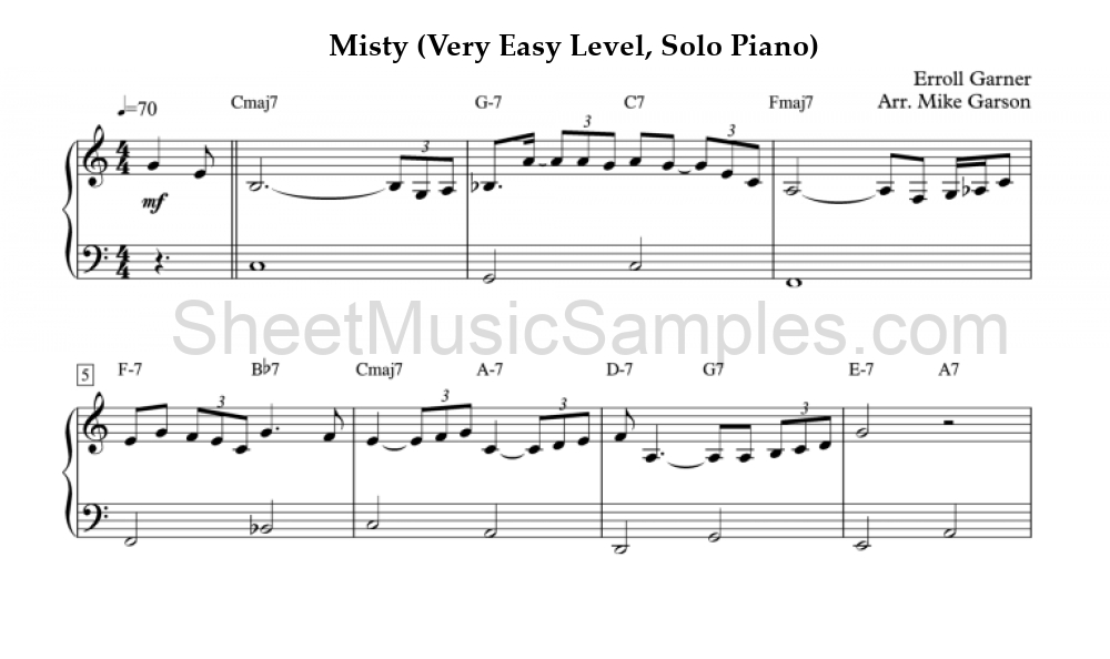 Misty (Very Easy Level, Solo Piano)