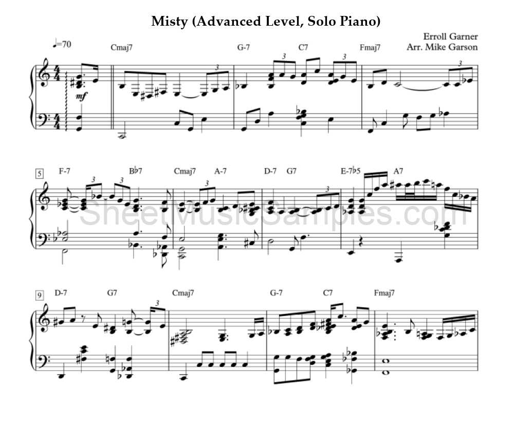 Misty (Advanced Level, Solo Piano)