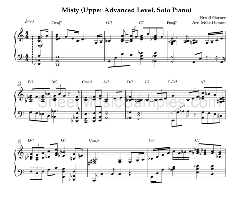 Misty (Upper Advanced Level, Solo Piano)