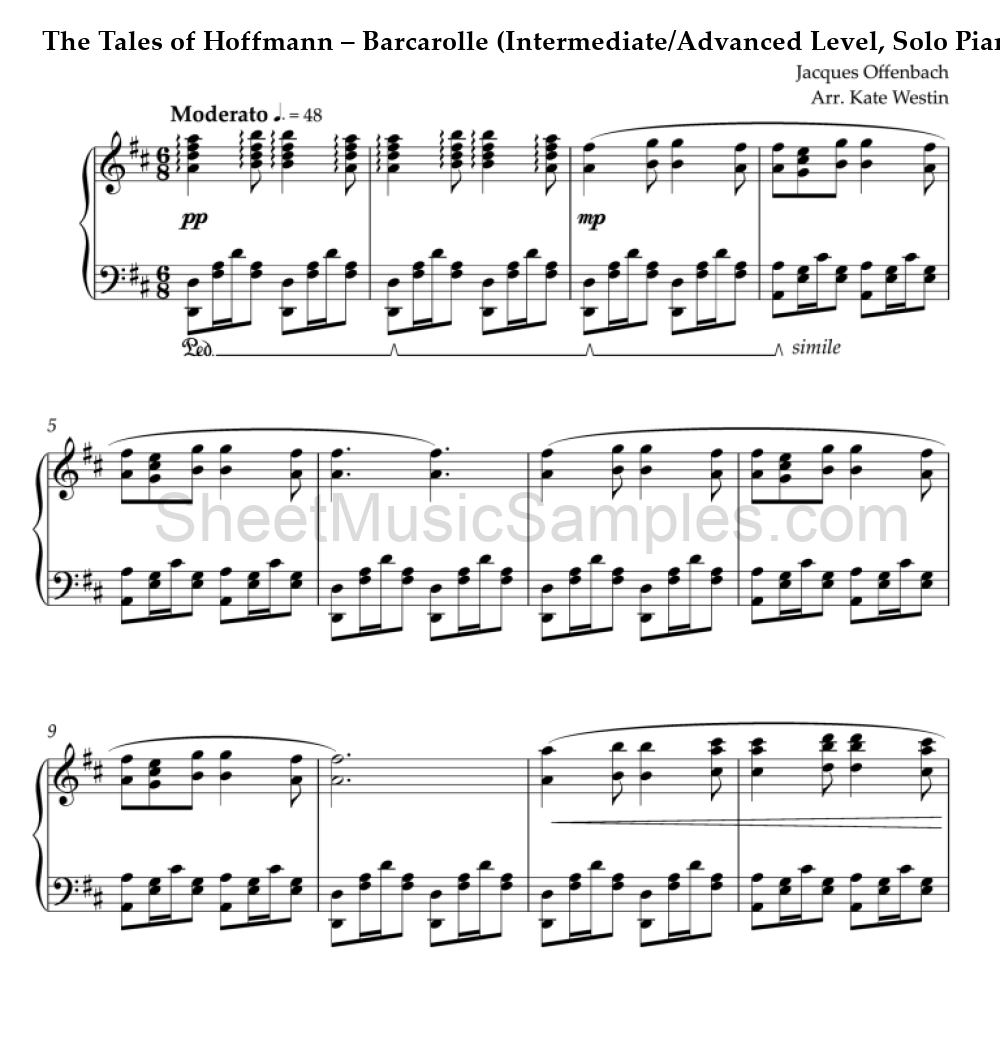 The Tales of Hoffmann – Barcarolle (Intermediate/Advanced Level, Solo Piano)