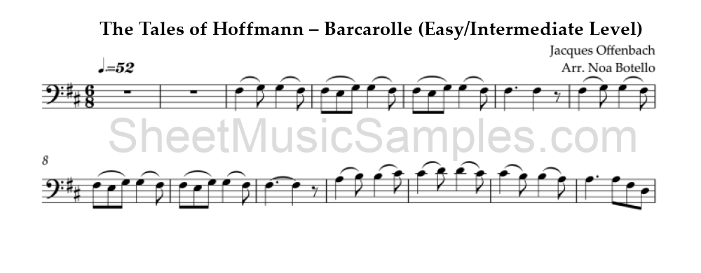 The Tales of Hoffmann – Barcarolle (Easy/Intermediate Level)