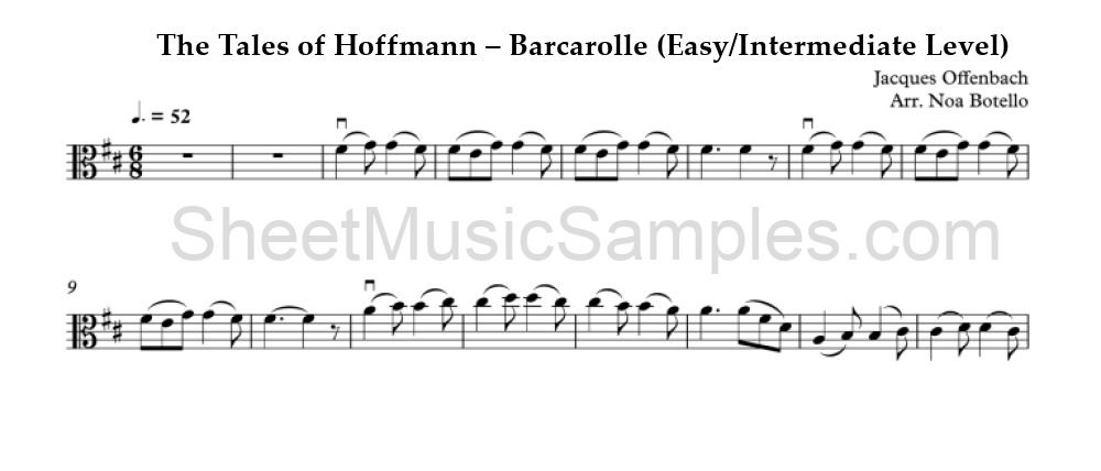 The Tales of Hoffmann – Barcarolle (Easy/Intermediate Level)