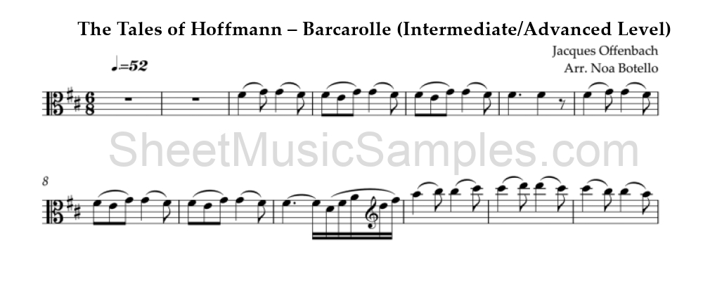 The Tales of Hoffmann – Barcarolle (Intermediate/Advanced Level)