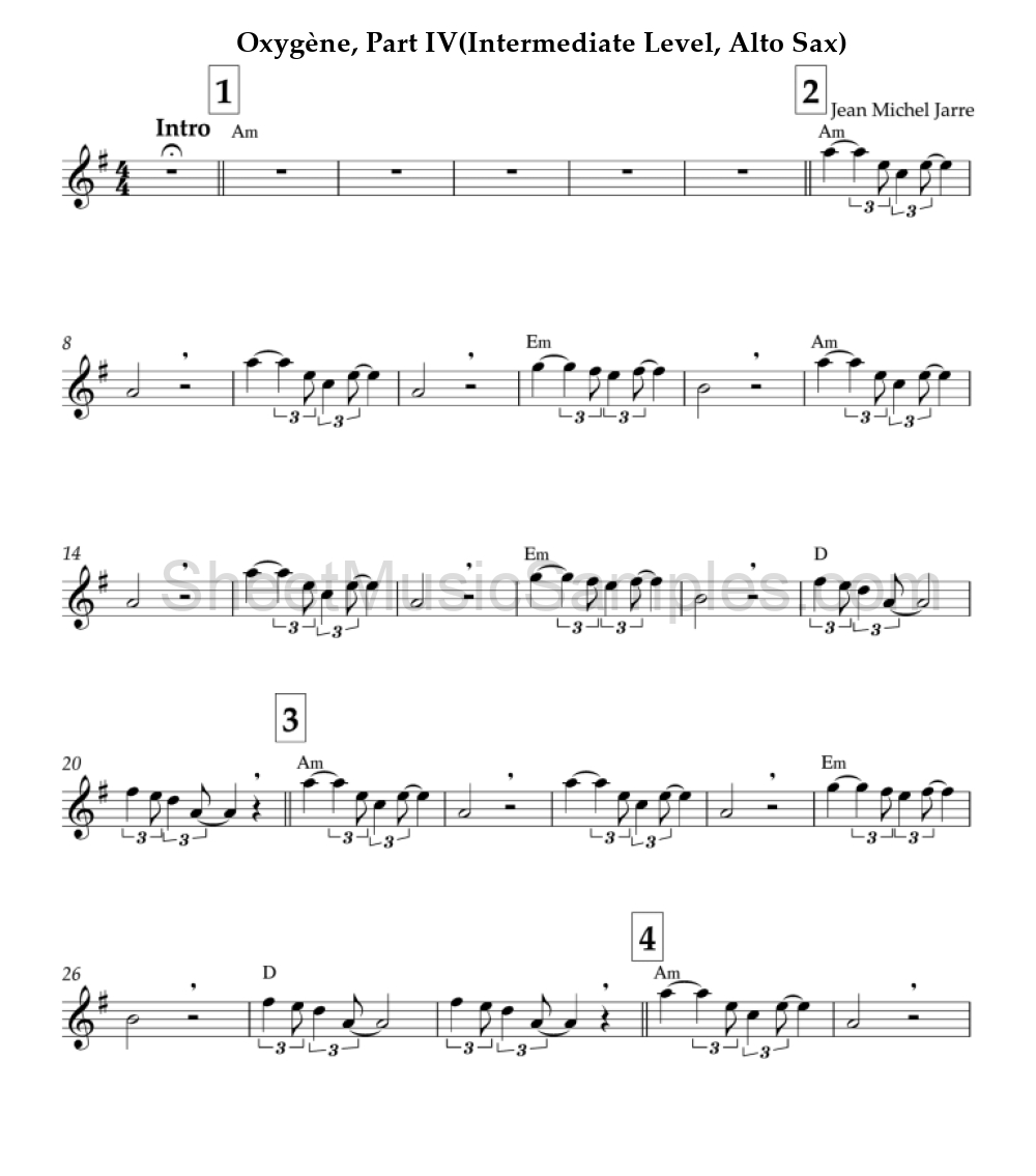 Oxygène, Part IV(Intermediate Level, Alto Sax)