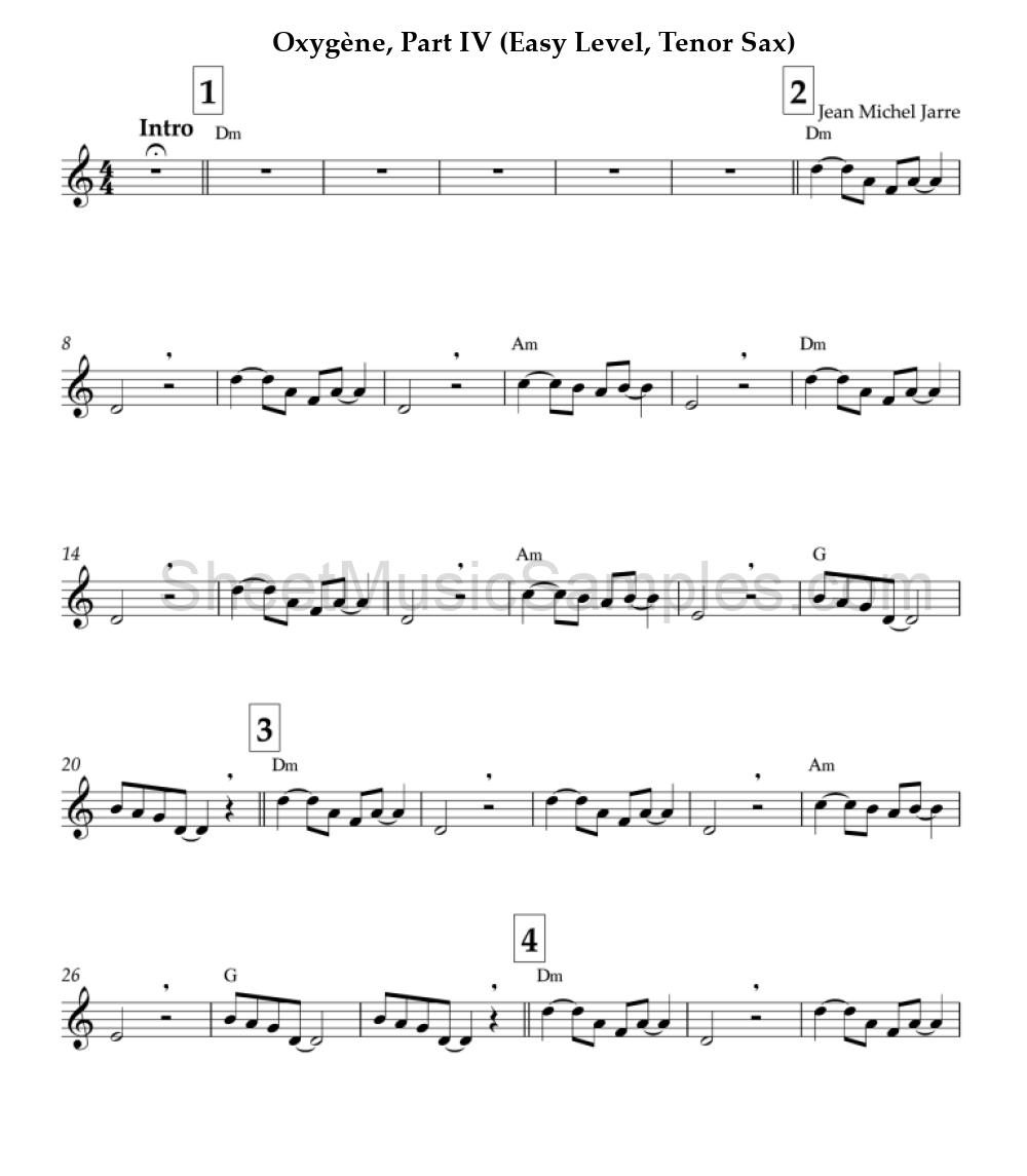 Oxygène, Part IV (Easy Level, Tenor Sax)