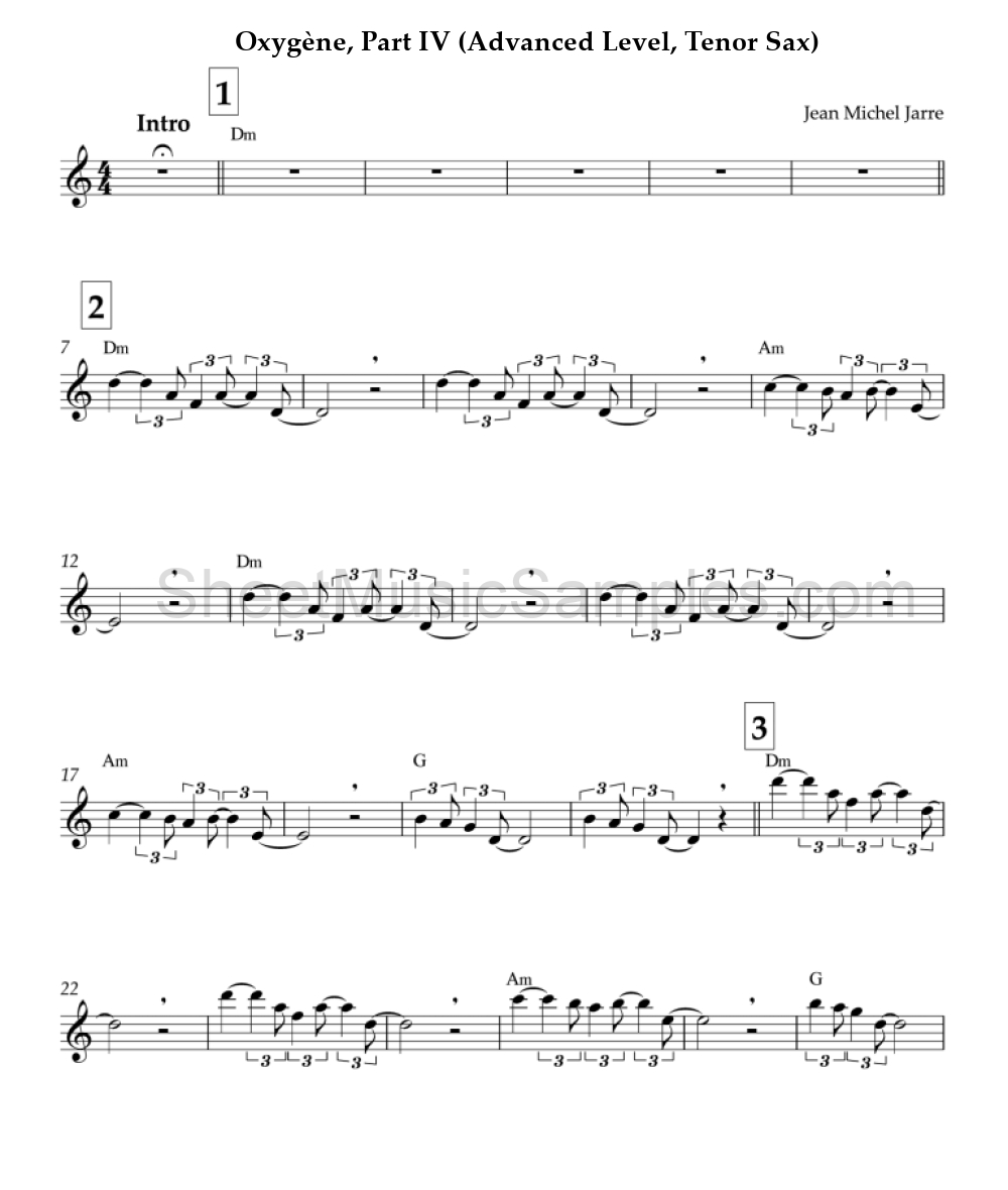 Oxygène, Part IV (Advanced Level, Tenor Sax)